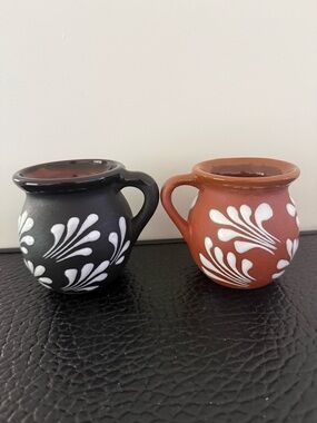 Jarros Coffee mug clay, Mexican clay cup, hand painted Handmade Pre-Owned